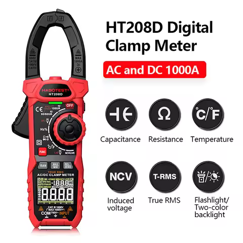 HT208A/D AC/DC Digital Clamp Meter Meter Multimeter Pinza Amperimetrica True RMS High Precision Capa