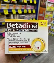 Kẹo ngậm ho và đau rát họng - Betadine Anaesthetic Sore Throat Lozenge