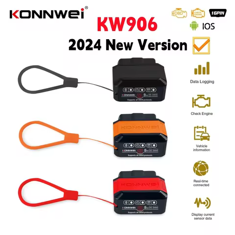 KONNWEI KW906 ELM327 V1.5 Pic18F25K80 OBD2 Scanners Bluetooth 5.0 For Android/IOS ELM 327 OBD 2 Car 