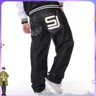 Jeans For Men Men's Plus Size Pants Hip Hop Jeans Hip-hop Print Loose Skate  Pants
