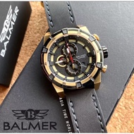 BALMER | 8158G GP-4 Sporty Chronograph Men Watch with Sapphire Glass Black Genuine Leather Strap Off