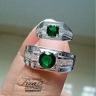 set cincin lelaki permata hijau dewasa dan kanak-kanak, set cincin ayah dan anak perak 925 batu hija