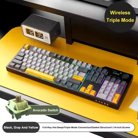 New AJAZZ AK35I V3 MAX Tri-mode Wired Bluetooth Wireless Gaming Keyboard Gasket Full Key Hot Swap 10