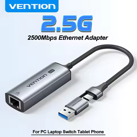 Vention 2.5G USB A C Ethernet Adapter USB 3.0 Network Card 2500Mbps 1000Mbps RJ45 Lan for MacBook iP