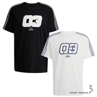Adidas Pure Cotton Short-Sleeved Top Men's Loose Black/White [Sports World] JD5383/JD5384
