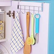 HOME CUBE® 1Pc Multifunctional 5 Stainless Steel Door Hook Organiser / Wall Hook Hanger for Hanging 