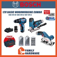 BOSCH 12V Basic Woodworking Combo GSB12V-30 Cordless Impact Drill/Driver GST12V Cordless Jigsaw GKS12V Circular Saw