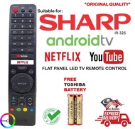 Sharp Android Smart Flat Panel TV Remote Control (IR-326) LC-60LE650M LC-60UA6800X  2T-C42BG1X  2T-5