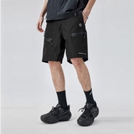 機能風黑色工裝短褲男夏網布內裏戶外五分褲子