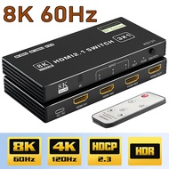 HDMI 2.1 Switch 4K 120Hz 3 in 1 HDMI 2.0 HDMI 2.1 audio video switch splitter box 8K 60Hz 4K 60Hz HDR HDMI Switch for PS5 Xbox
