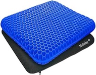 Gel Seat Cushion, Extra Thick Gel Cushion Office Seat Cushion with Non-Slip Cover, Breathable Chair Pads Honeycomb Design Absorbs Pressure Points for Car Office Chair Wheelchair (Extra Thick, Blue)