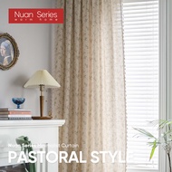 1PC 40-50% Modern Simple Chinese Style Cotton And Linen Vintage Printed Curtains Semi Blackout Curta