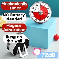 Mechanical Kitchen Timer – No Battery, Magnetic, Foldable Stand, 0–55min Dual-Color Dial, Loud 72dB 