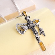 Dragon Ray Punk Cross Necklace Indian Axe Pendant Engraved Eagle Wolf Head Necklace VAL3