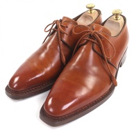 Santoni限量版棕色素面繫帶皮鞋，ブラウン7.5，成色極佳。推薦男士商務穿著。