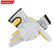 LOVESPACE 1Pair Men Work Gloves Soft Cowhide Driver Driving Farm Garden Welding Security Protection 