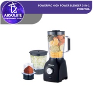 PowerPac High Power Blender, 3 IN 1 Multi-functional Blender with Dry Mill, Mincer Filter (PPBL200A)