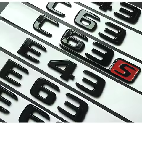 2017 Glossy Black Letter Number ABS Car Emblem for A45 C43 C63 C63S E43 E63S S63 S65 GLA43 Car Trunk