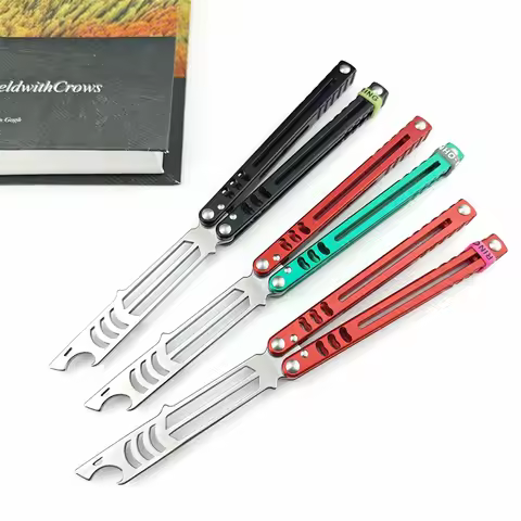 Balisong Training Folding Knife 440C Blade Aluminum Alloy Handle Outdoor Trainer Tanto EDC Pocket Kn