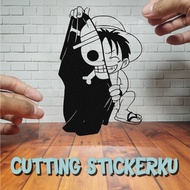 Cutting Sticker Luffy Flag Variation Motorcycle Car Sticker Embossed Cool On Dashboard Fender Visor Body Glass Helmet Laptop Hologram Reflective Waterproof Side Body Japanese Name Vario Beat NMAX PCX Vespa Aesthetic Pickup Anime Windshield Custom Modif