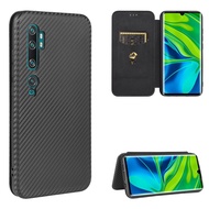 Luxury Carbon Fiber PU Leather Casing Xiaomi Mi Note 10 Pro / Note10 Magnetic Flip Cover Xiomi Mi CC