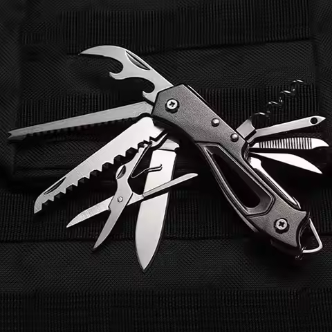 Outdoor Multitool Folding Swiss Knife Camp EDC Knife Portable Scissors Bottle Opener Military Fold P