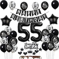 Balloons 55th Birthday Decoration, Black Cake Decoration Birthday 55 Years Man, Decoration 55th Birt