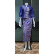 Silk Set Blue Purple Real Clothing Thai Pattern Woven Size 34+ 1 Hand Cotton Bag Hook Label Glued To The Whole Piece Free