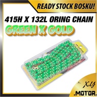 415 ORING GREEN CHAIN RANTAI COLOUR O-RING CHAIN 415-132L COLOURFUL LC135 Y15 SRL CHAIN