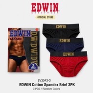 EDWIN EV3543-3 Cotton Spandex Brief 3PK Men Underwear Mini Brief S-XL Random Color