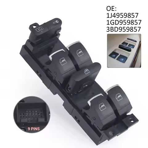 For VW Golf 4 Jetta MK4 Bora Beetle Passat B5 Plastic Black 12V Window Control Switch 1J4959857 3BD9
