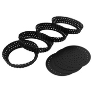 4 Pack Quiche Tart Pan5 Inch Round Perforated Pizza Baking Tray Non-Stick Tart Tin with Holes for Ca