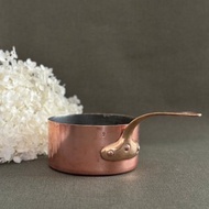 40557-經典法國古董紅銅鍋 醬料鍋黃銅把手 鍋徑12 cm