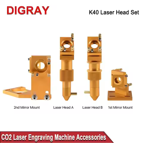 DIGRAY K Series CO2 Laser Head Set Diameter 12 / 20 mm Focal Length: 50.8 mm Lens Gold For 2030 4060