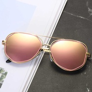 Celebrity Style Sunglasses Fashionable Unique Polygonal Hollow Toad Glasses Metal Double Circle Sung