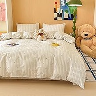 LIWHENHAO Simple Pattern Kids Duvet Cover Set, 100% Cotton Bedding Home Collection, 1 Comforter Cove