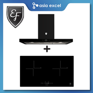 EF CK FINO PLUS BK 90CM BLACK CHIMNEY HOOD + EF HB BI 2730 A 2 ZONE INDUCTION HOB