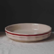 French Underglaze Color Hand-Painted Ceramic Plate Red Line Flat Plate Disc Deep Plate Microwaveable