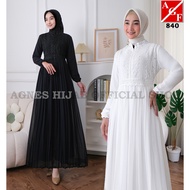Gaun Putih Baju Raya 2025 Terbaru Kaftan Dress Kembang Muslimah Elegan Jubah Abaya Haji Umrah 840