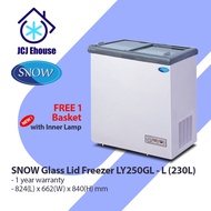SNOW FREEZER / SNOW GLASS LID CHEST FREEZER LY250GL - L ( 230L ) / WITH INNER LAMP