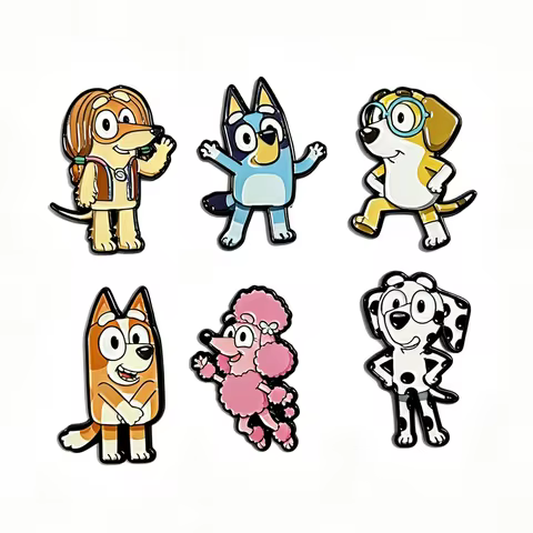 6pcs Bluey Cartoon Character Enamel Pins Set - Honey Bingo & Chloe Design Fashion Backpack & Clothin