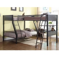 Loft bed+bunk bed customize singapore/top two single bed below queen size bed +table with shelf cust