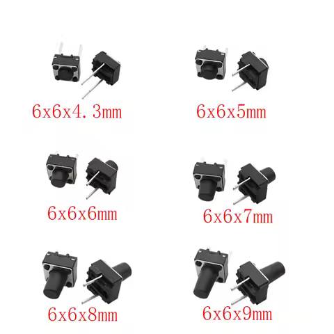 50/100Pcs 6x6mm Tactile Switch 4.3/5/6/7/8/9mm 2 Pin Tact Push Button Micro Touch Push Button DIP Sw