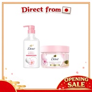 【Set】Dove Body Soap Fluffy & Creamy Body Wash Sakura & Musk 450g + Scrub Sakura & Musk Creamy Scrub 