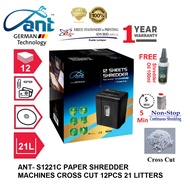 ANT- S1221C PAPER SHREDDER MACHINES CROSS CUT 4 X 35MM 12PCS 21 LITTERS WITH 1 YEAR WARRANTY