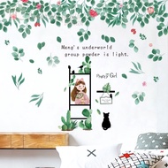 Literary Green Plant Wall Stickers Living Room Bedroom Dormitory Entrance Stickers Small Fresh Plant