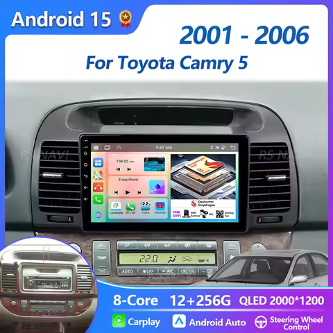 Plug and Play Android 15 For Toyota Camry 5 XV 2001-2006 2K QLED Stereo Car Radio Multimedia Video P