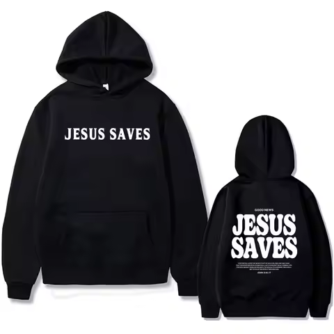Christian Good News Jesus Saves for God So Loved Bible Verse Print Hoodie Men's Fashion Streetwear M