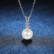 18K Platinum Diamond Freshwater Pearl Necklace Moissanite Clavicle Chain Plated PT950 Platinum Penda