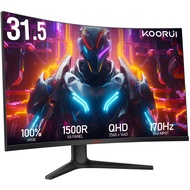 32 inch Curved Gaming Monitor - QHD (2560 x 1440) 2K Display, 170Hz 144Hz Monitor, 1500R Curvature, 